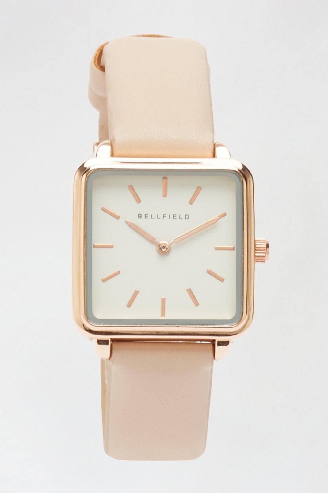 155 Pink And White Square Face Pu Watch image number 1