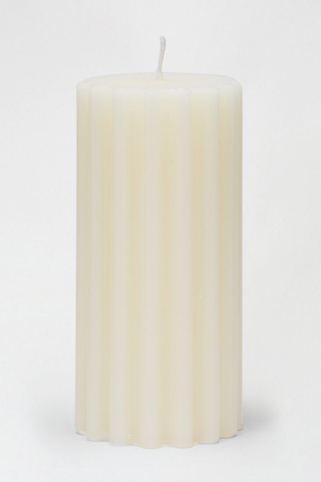 173 White Ribbed Candle image number 1