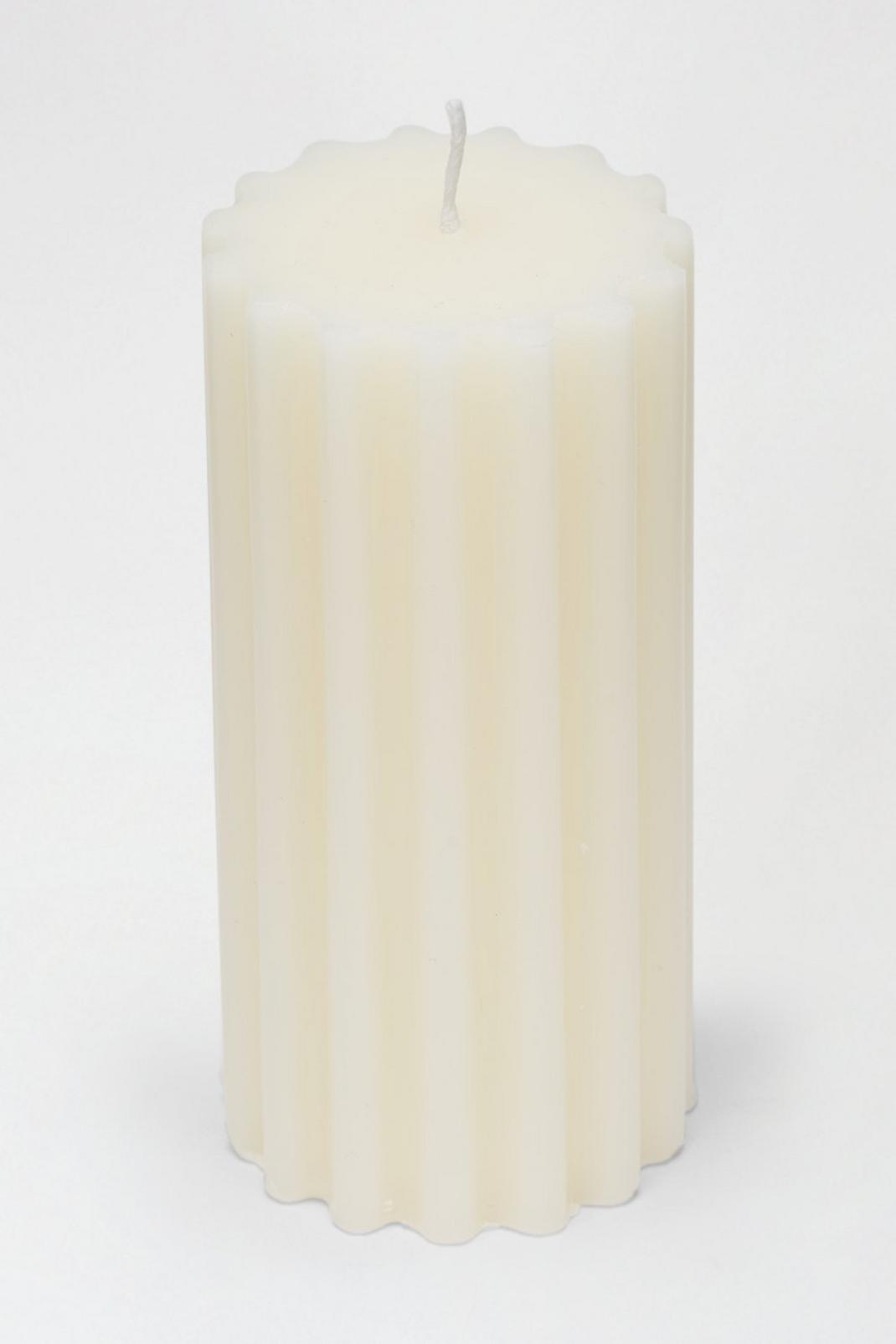 173 White Ribbed Candle image number 2