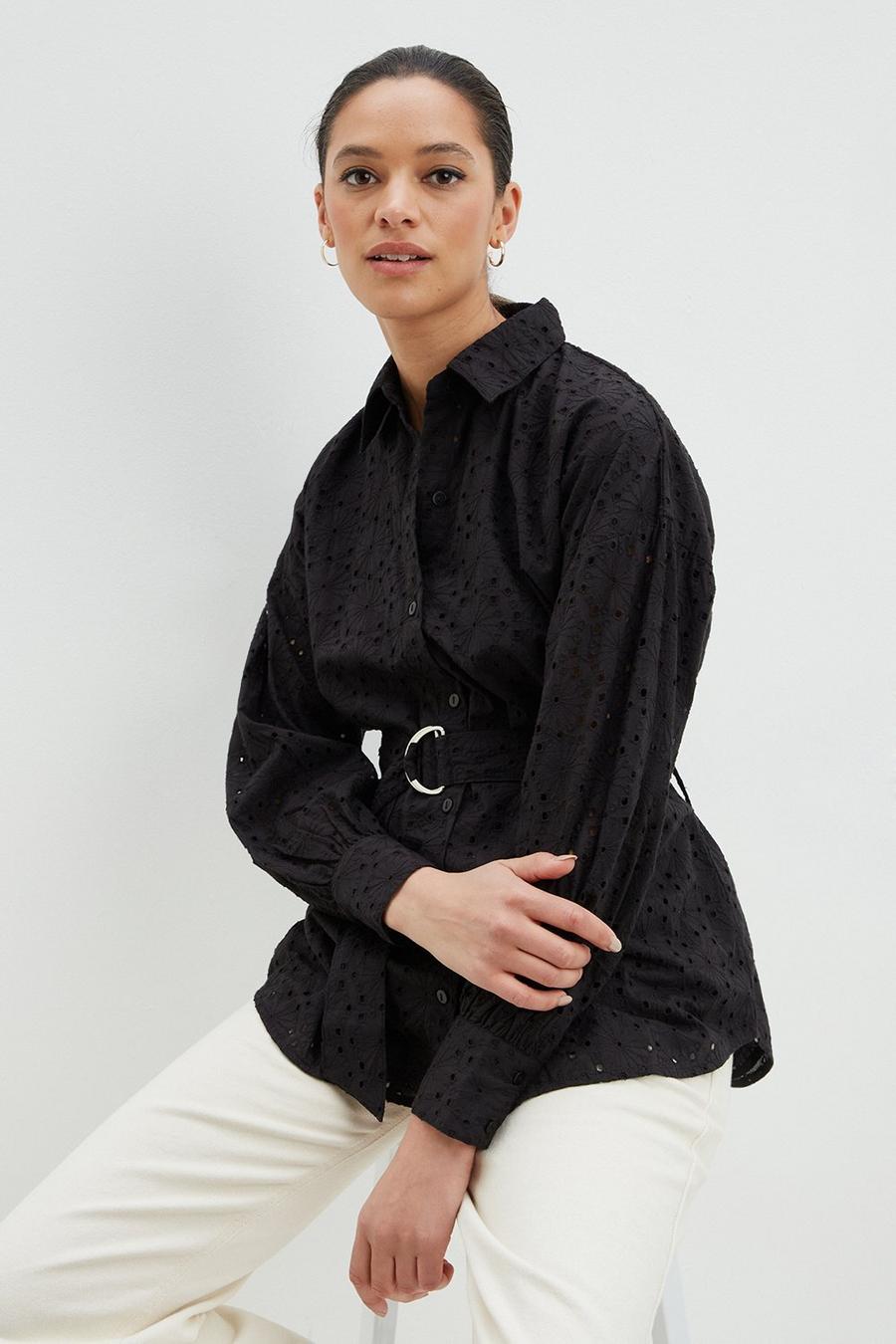 Broderie Belted Shirt