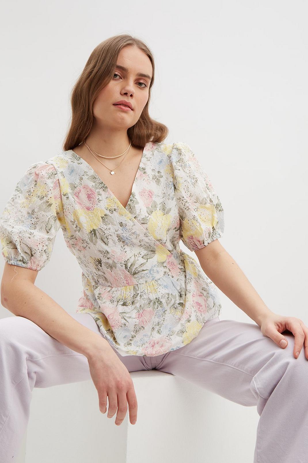 173 Pastel Rose Broderie Wrap Blouse image number 2