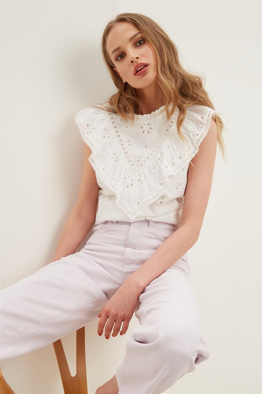 Broderie Frill Shell Top