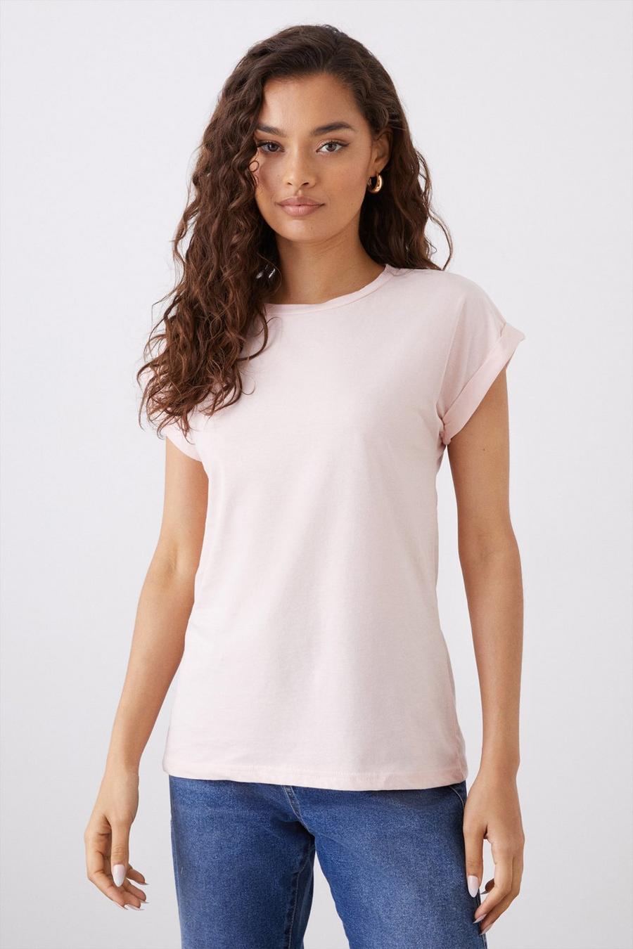 Petite Cotton 3 Pack Roll Sleeve T-Shirt