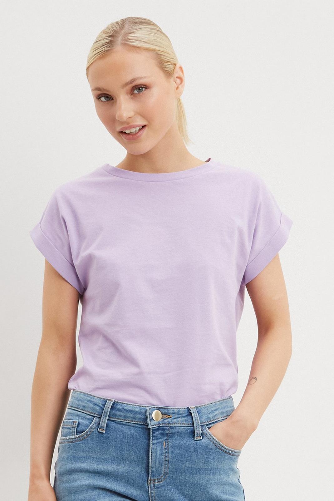 Lilac Petite Cotton Crew Neck T-Shirt image number 1