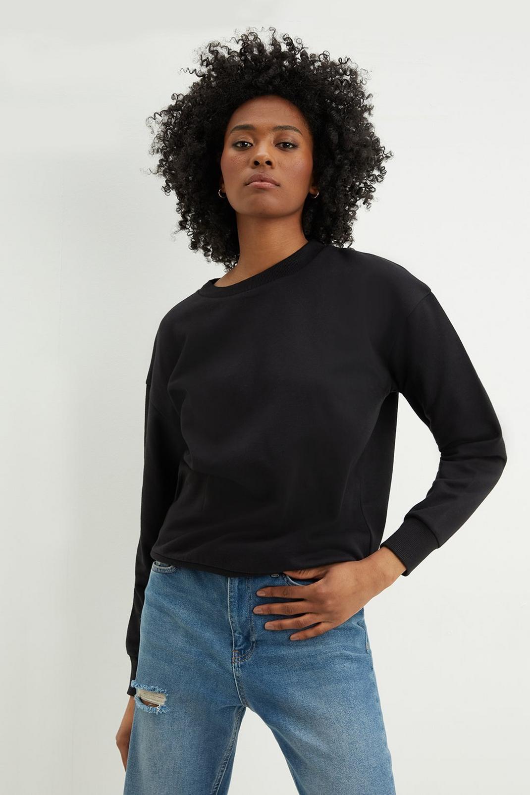 Black Tall Relaxed Crew Neck Sweatshirt image number 1