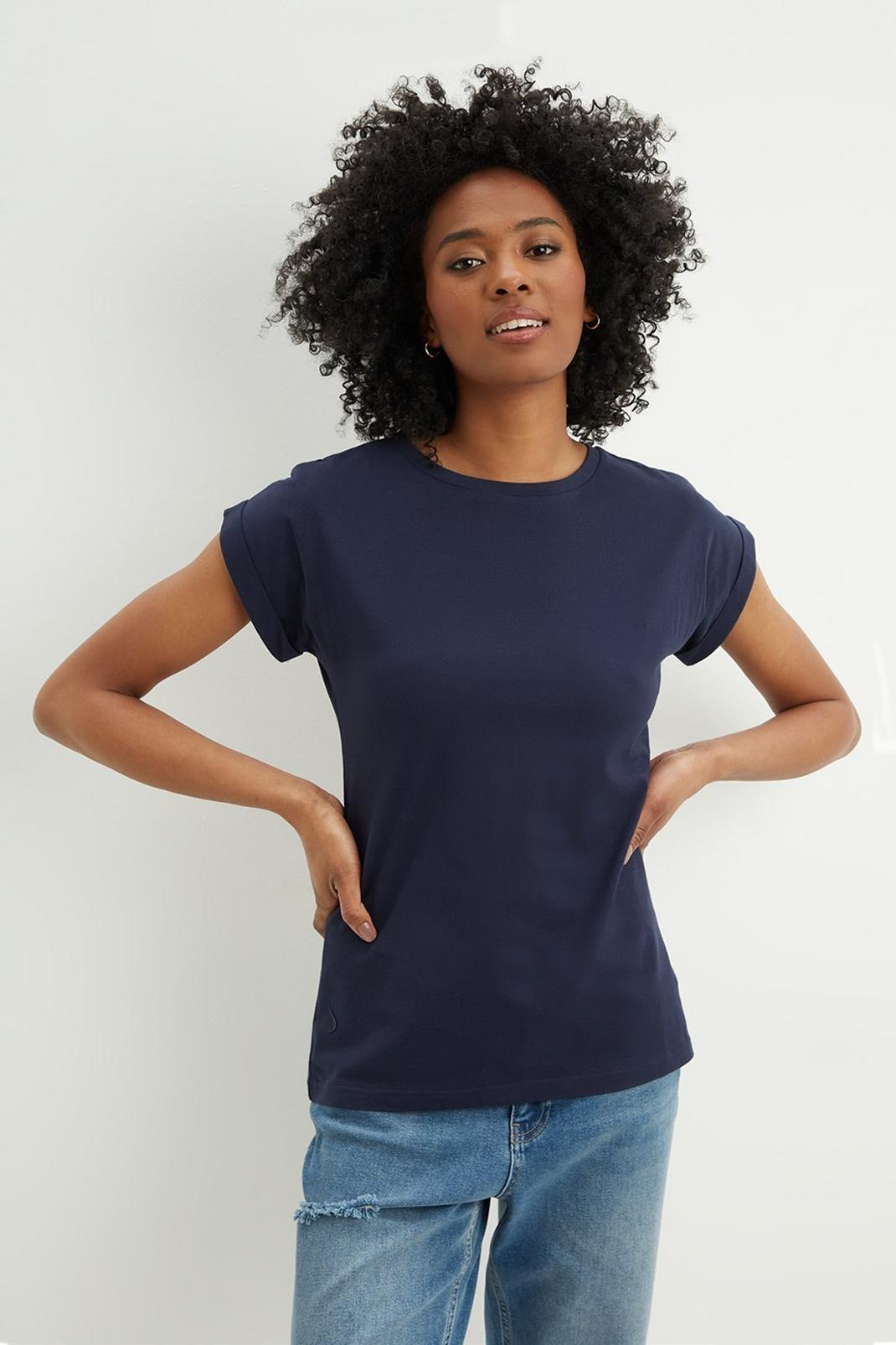 Navy Tall Cotton T-Shirt image number 1