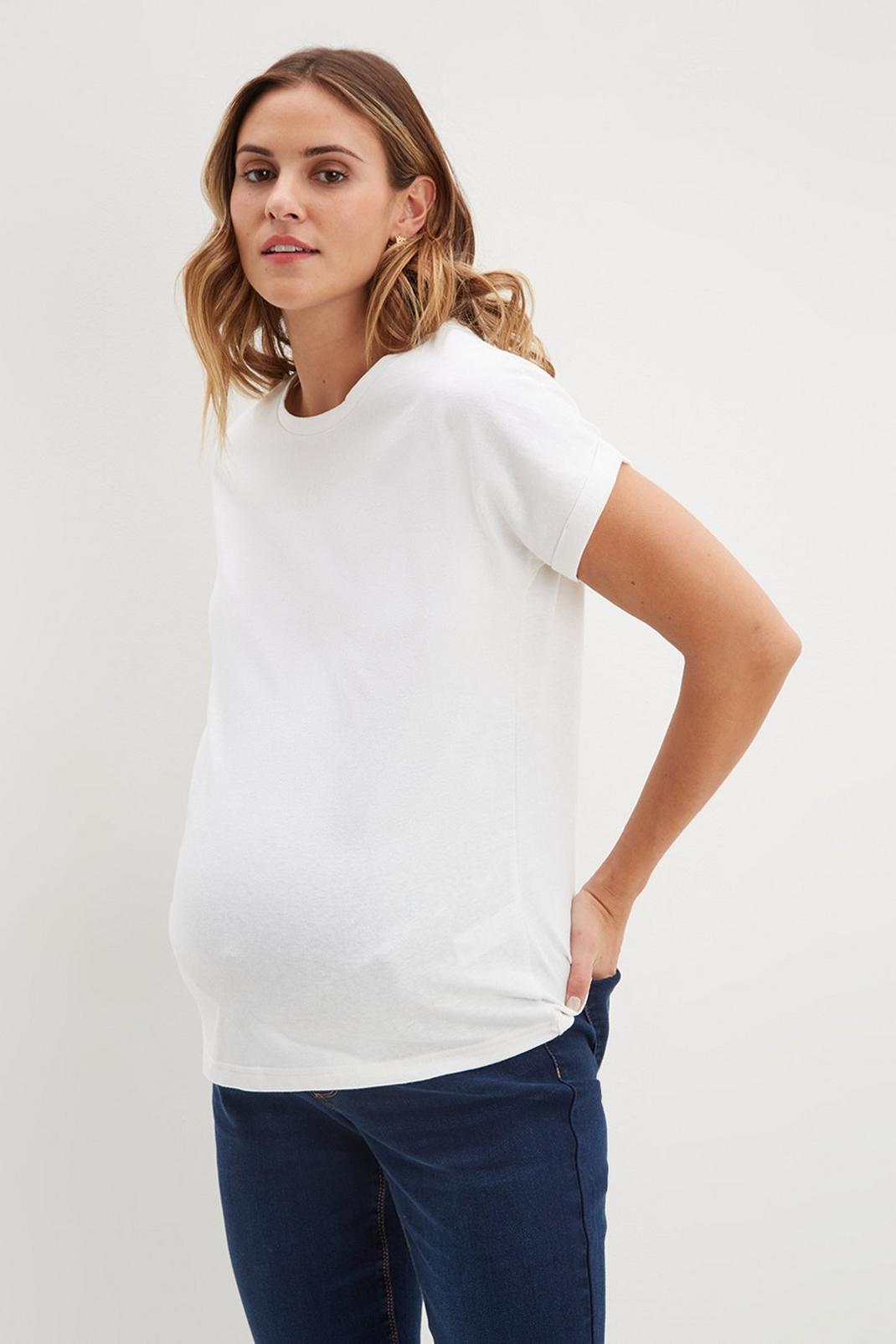 Black_white Maternity 2 Pack Roll Sleeve T-shirts image number 1