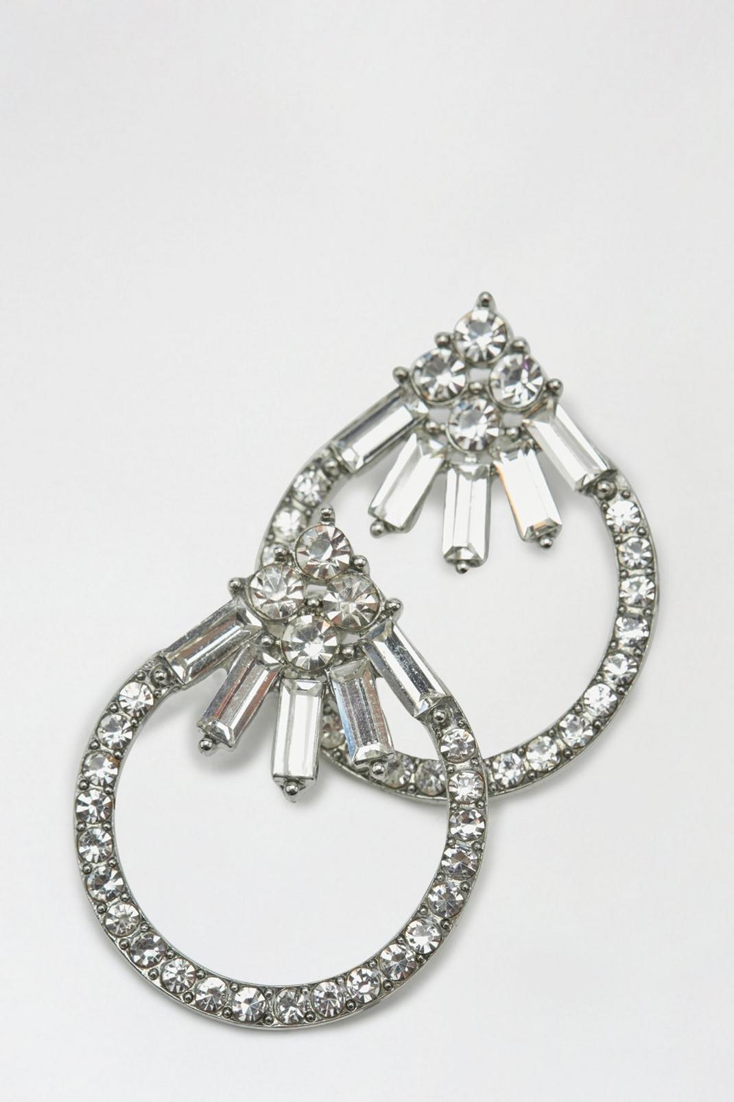 163 Silver Diamante Earrings  image number 2