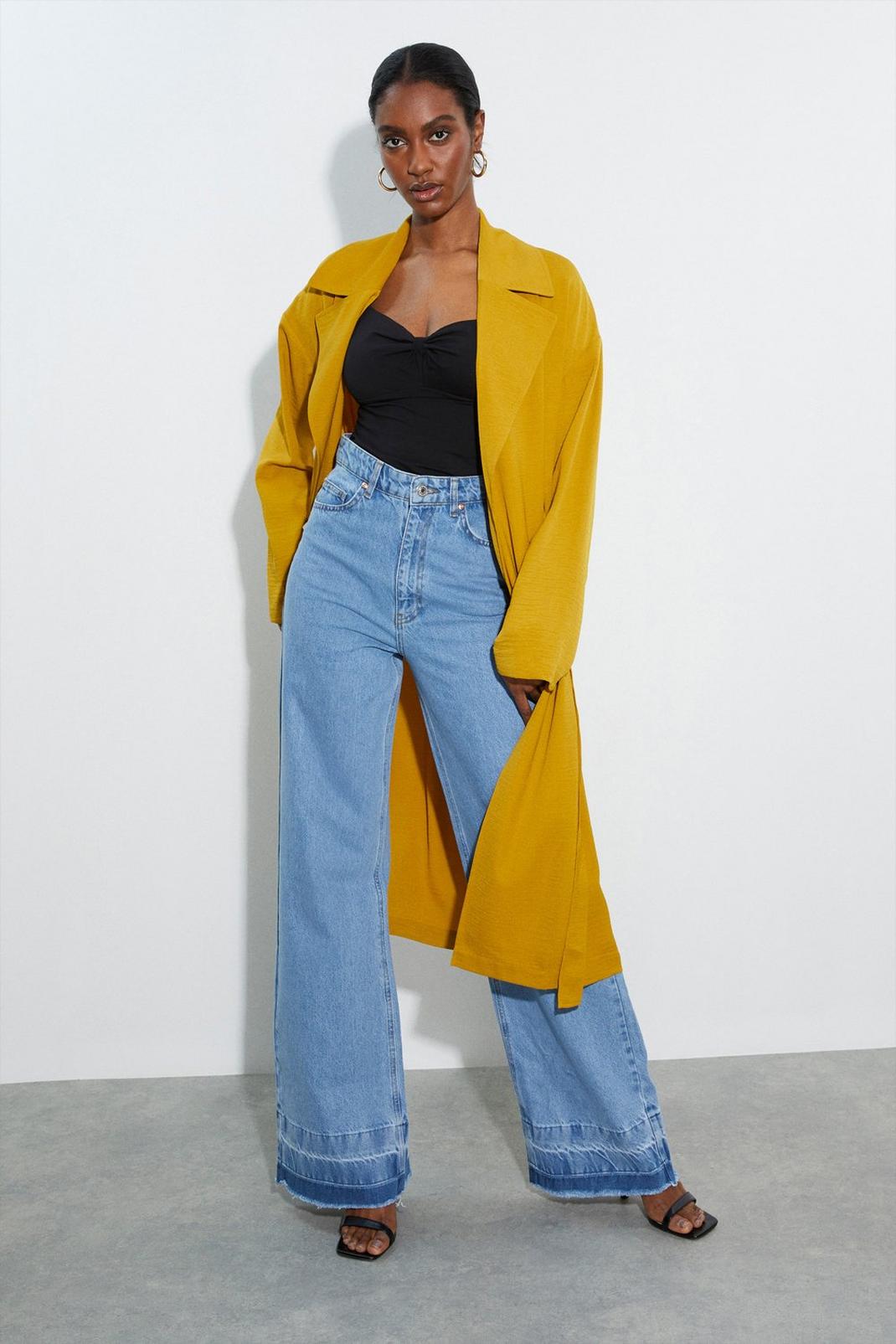 Ochre Tall Belted Twill Duster Coat image number 1