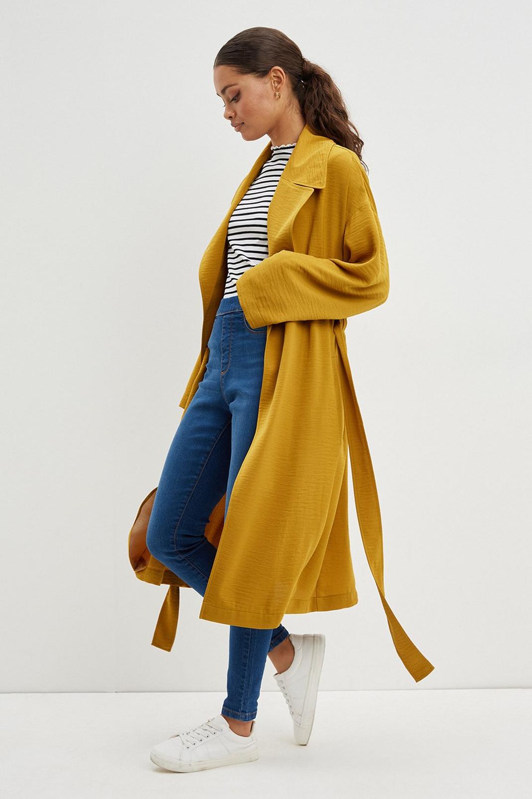 Ochre Petite Belted Twill Duster Coat image number 1