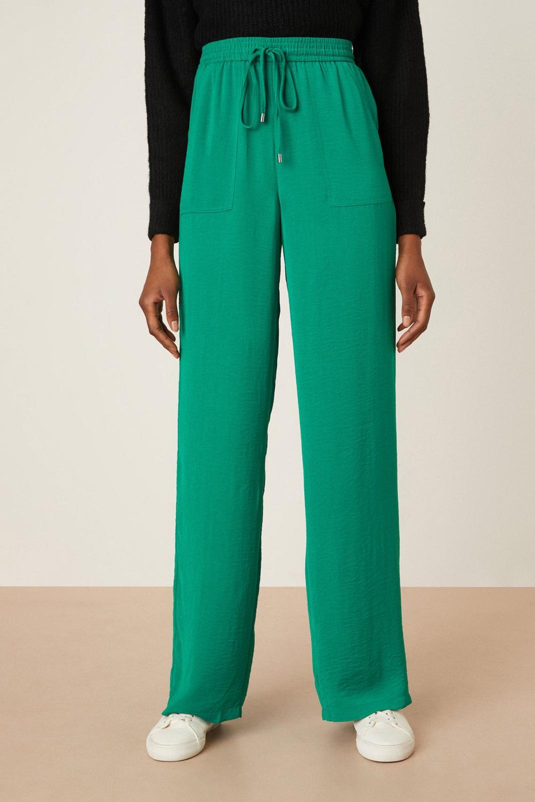 Apple green Tall Washed Twill Wide Leg Trousers image number 1