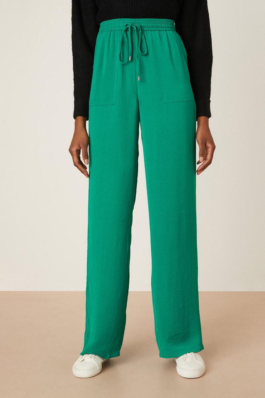 Tall Washed Twill Wide Leg Trousers