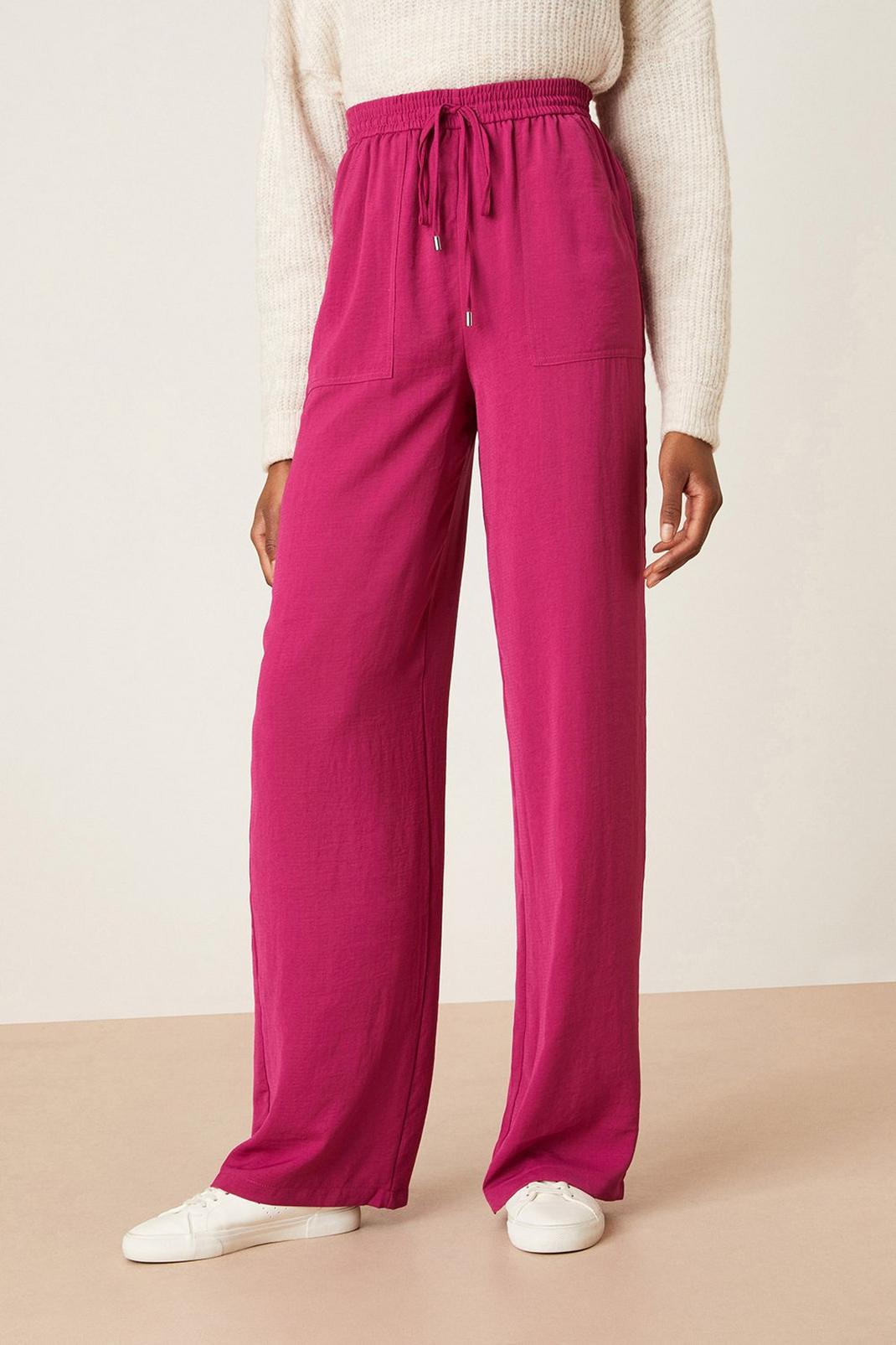 Magenta Tall Washed Twill Wide Leg Trousers image number 1