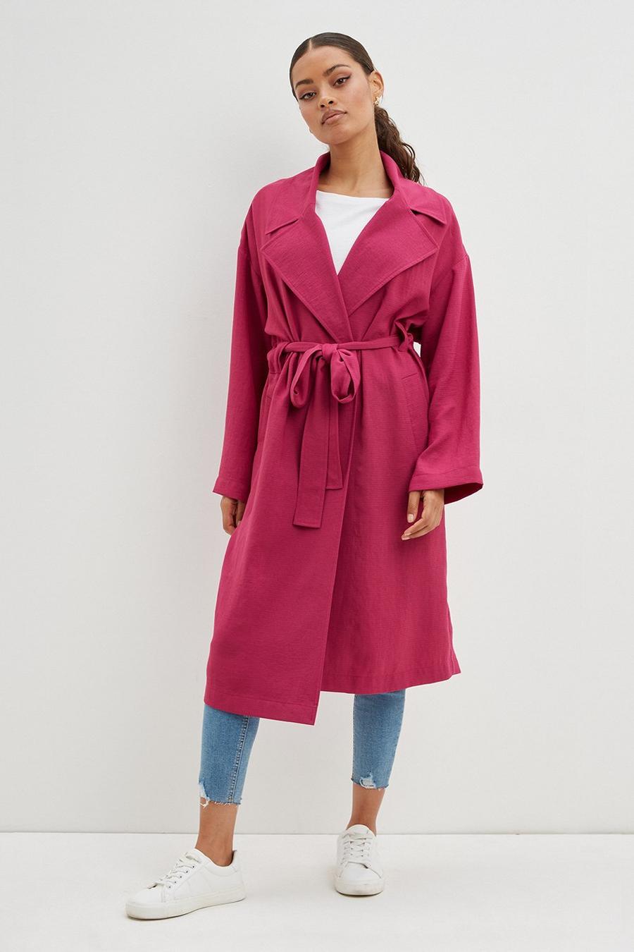 Petite Belted Twill Duster Coat