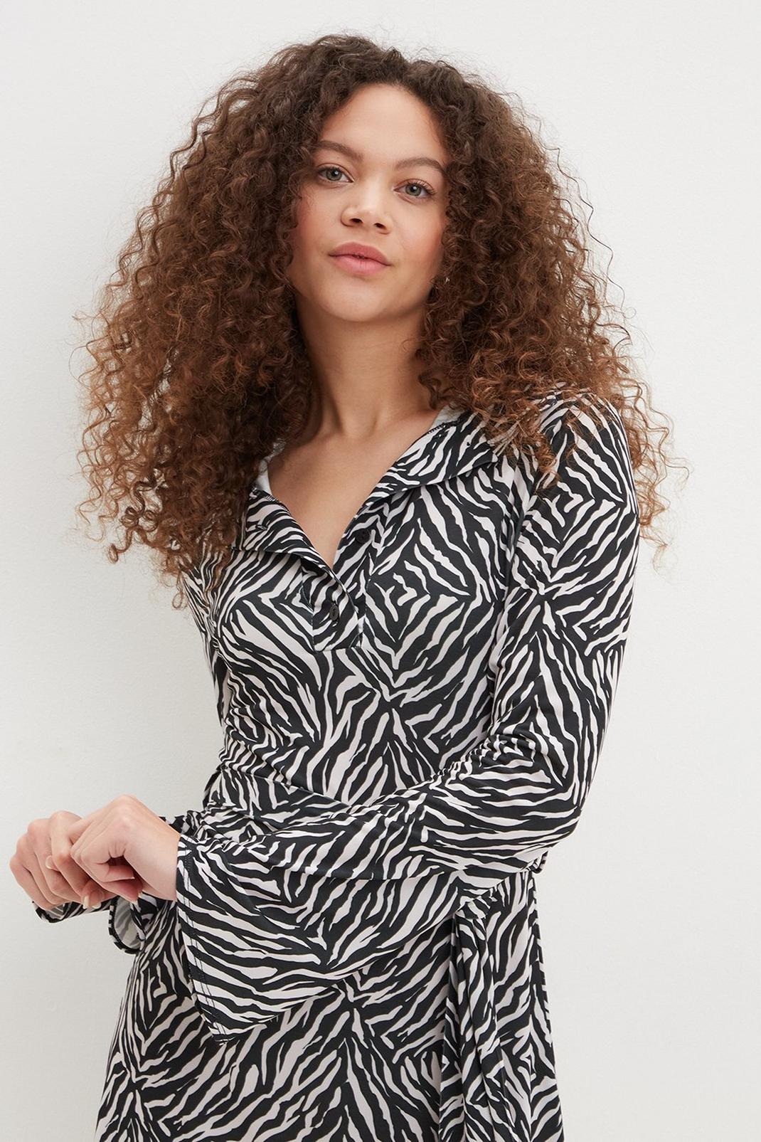 Multi Petite Zebra Shirt Dress image number 1