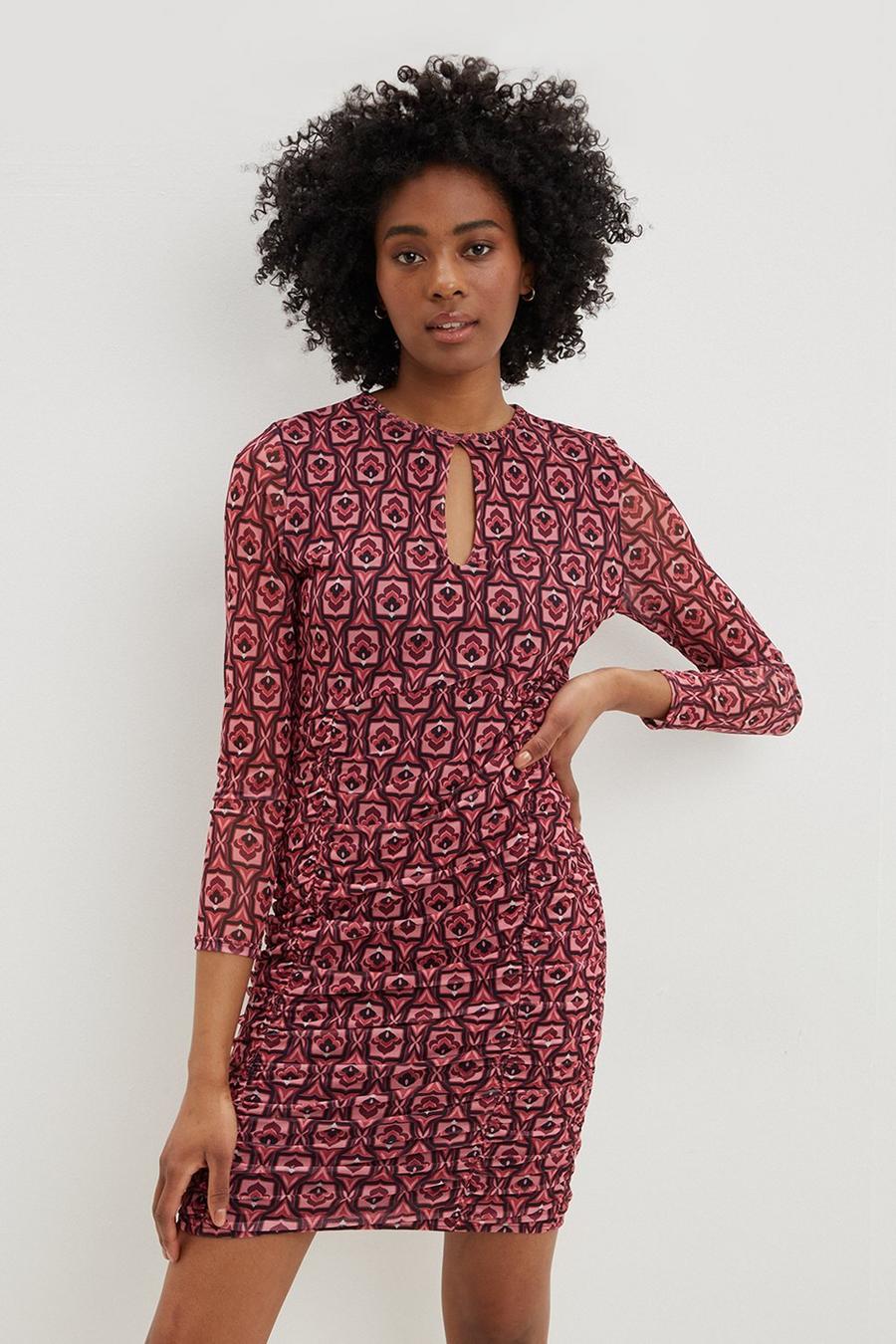 Tall Printed Ruched Bodycon Dress