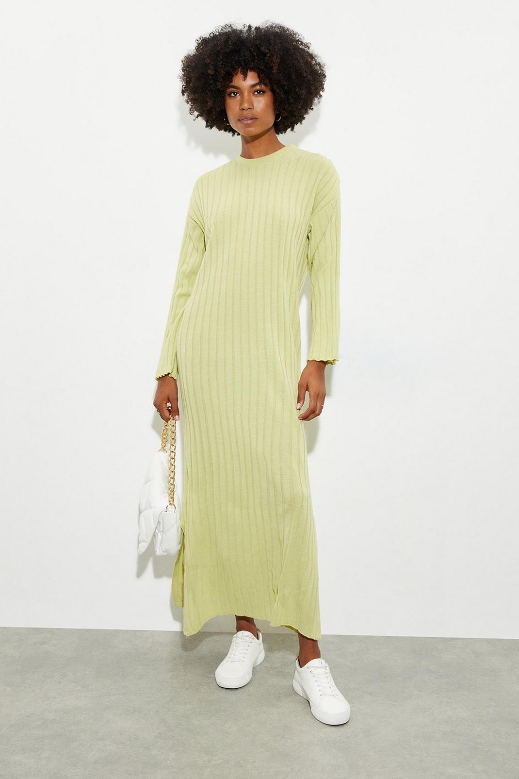 143 Long Sleeve Crew Oversized Knitted Midi Dress image number 1