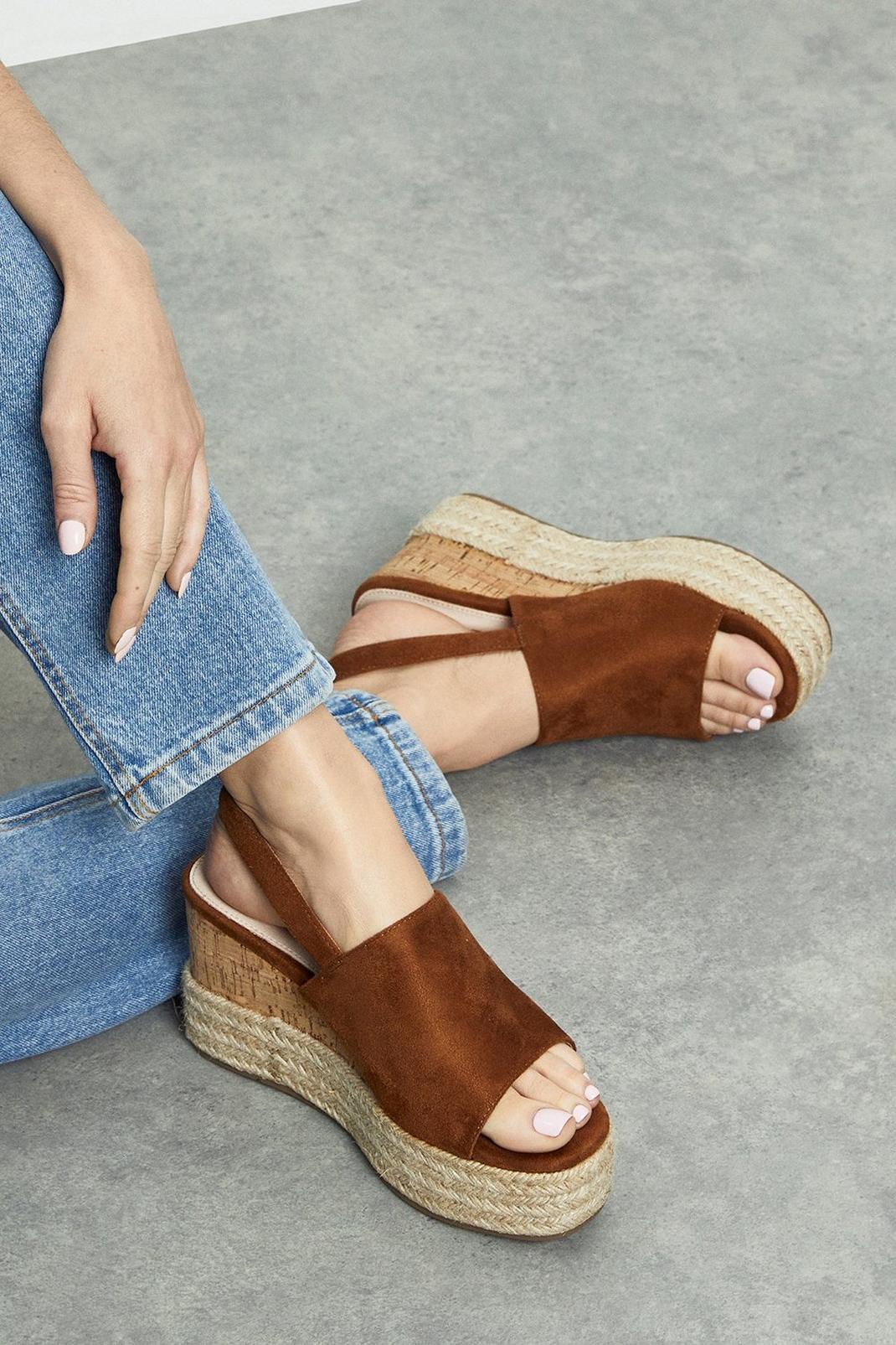 Tan Faith: Bailey Sling Back Wedge image number 1