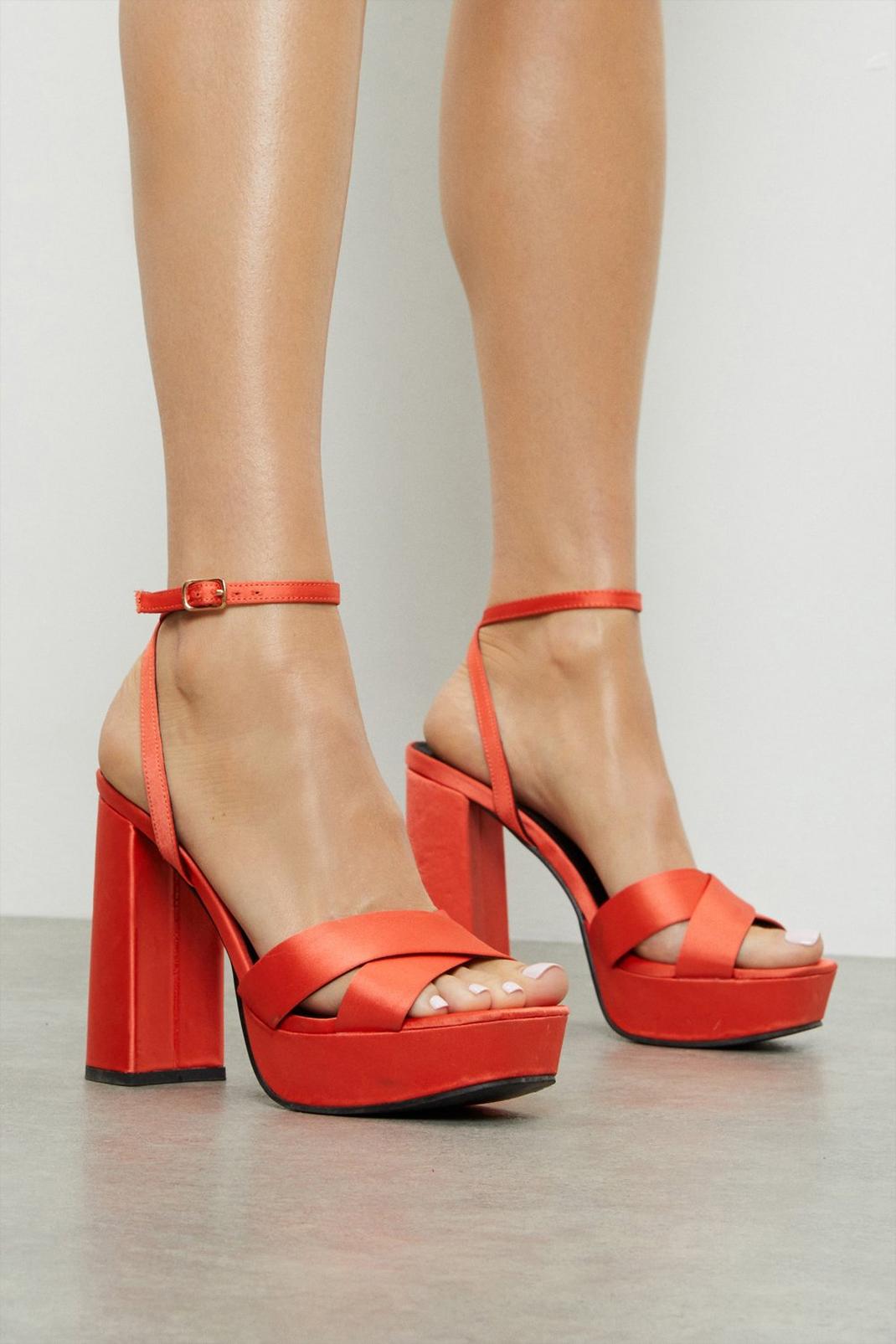 Orange Faith: Gabby Satin Platform Sandals image number 1