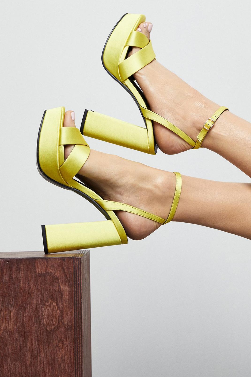 Yellow Faith: Gabby Satin Platform Sandals image number 1