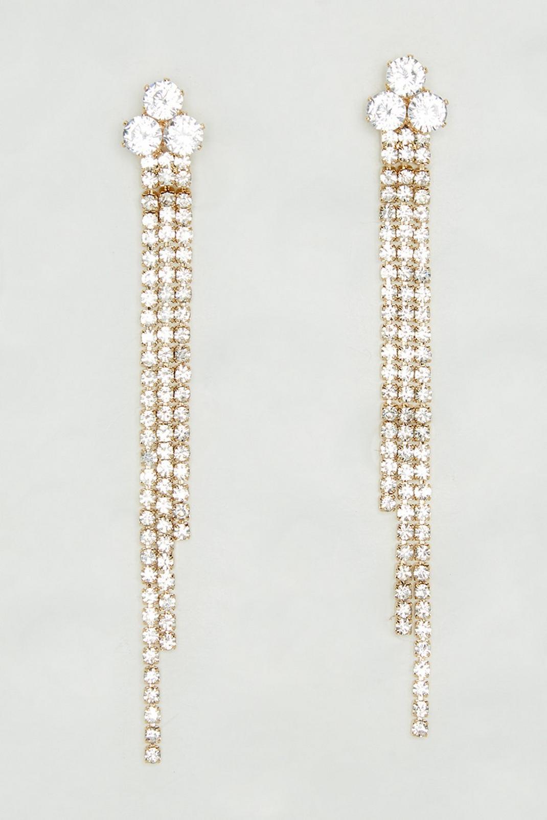 Gold Glitzy Diamante Statement Earrings  image number 1