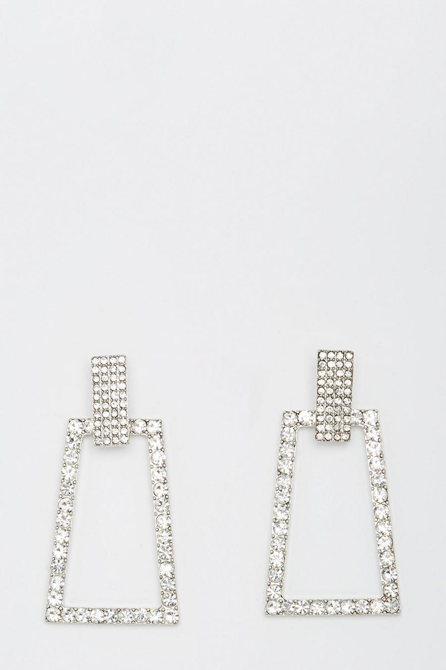 Diamante Rectangle Statement Earrings