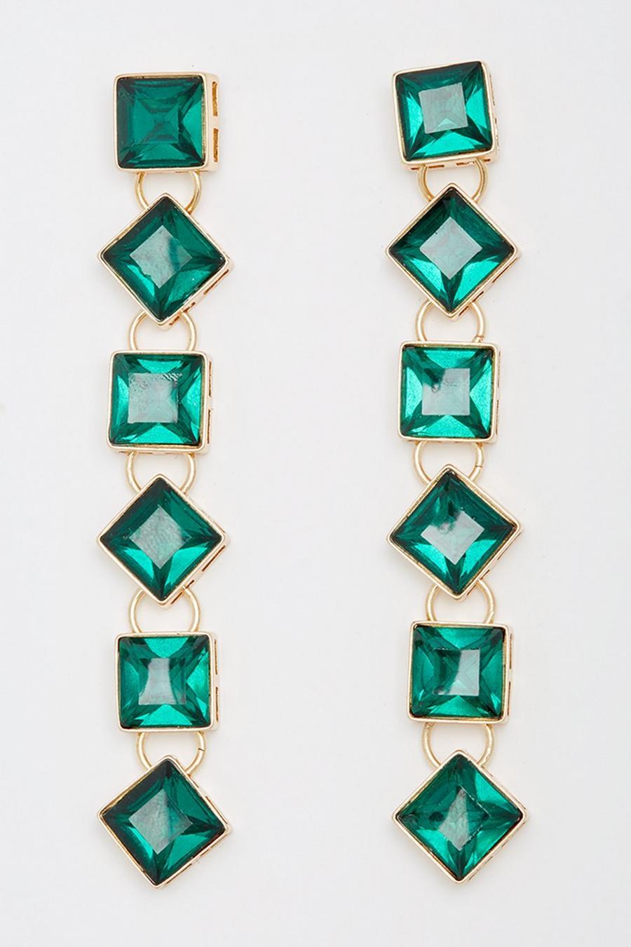 Emerald Gem Statement Earrings 
