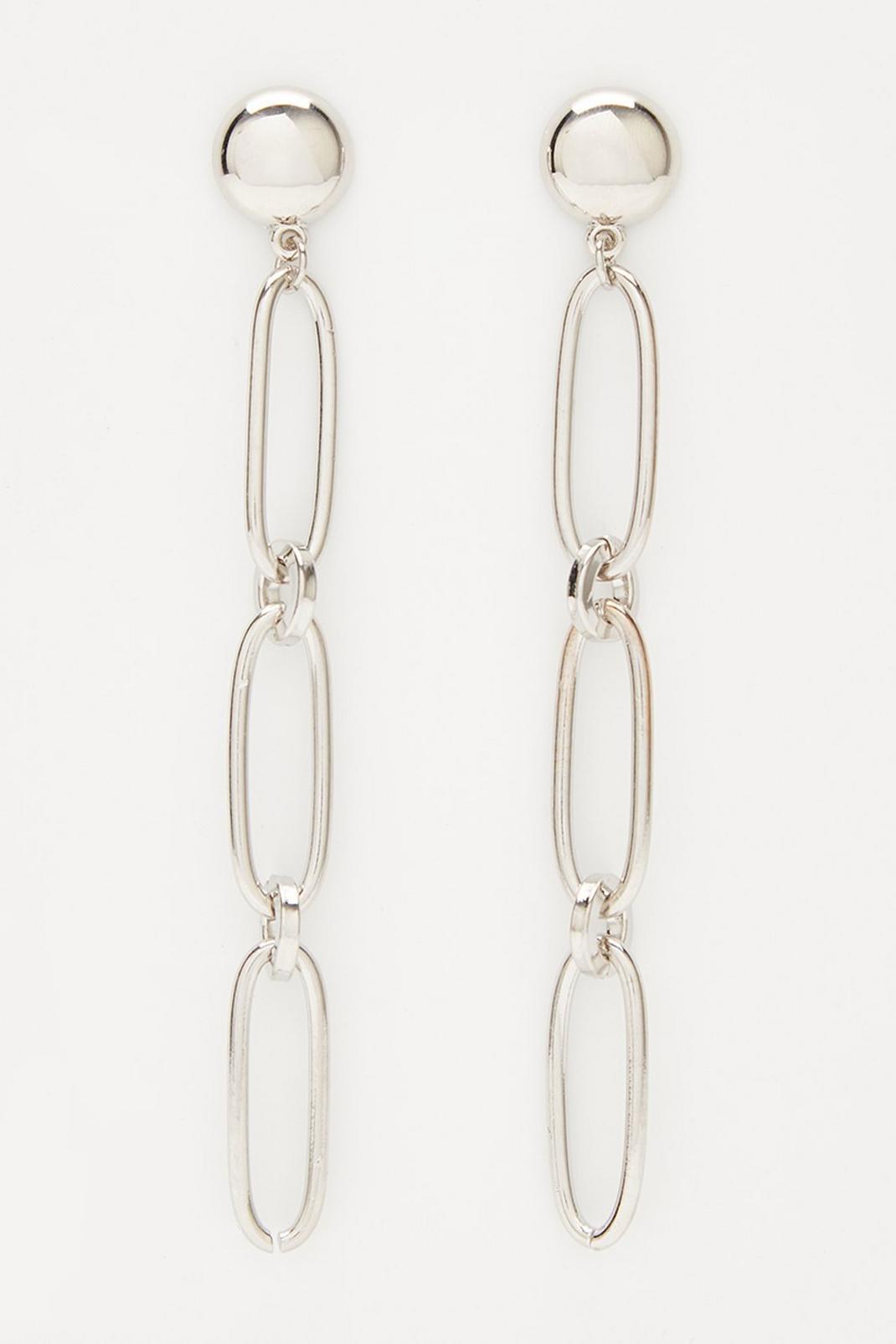 Silver Link Statement Earrings  image number 1