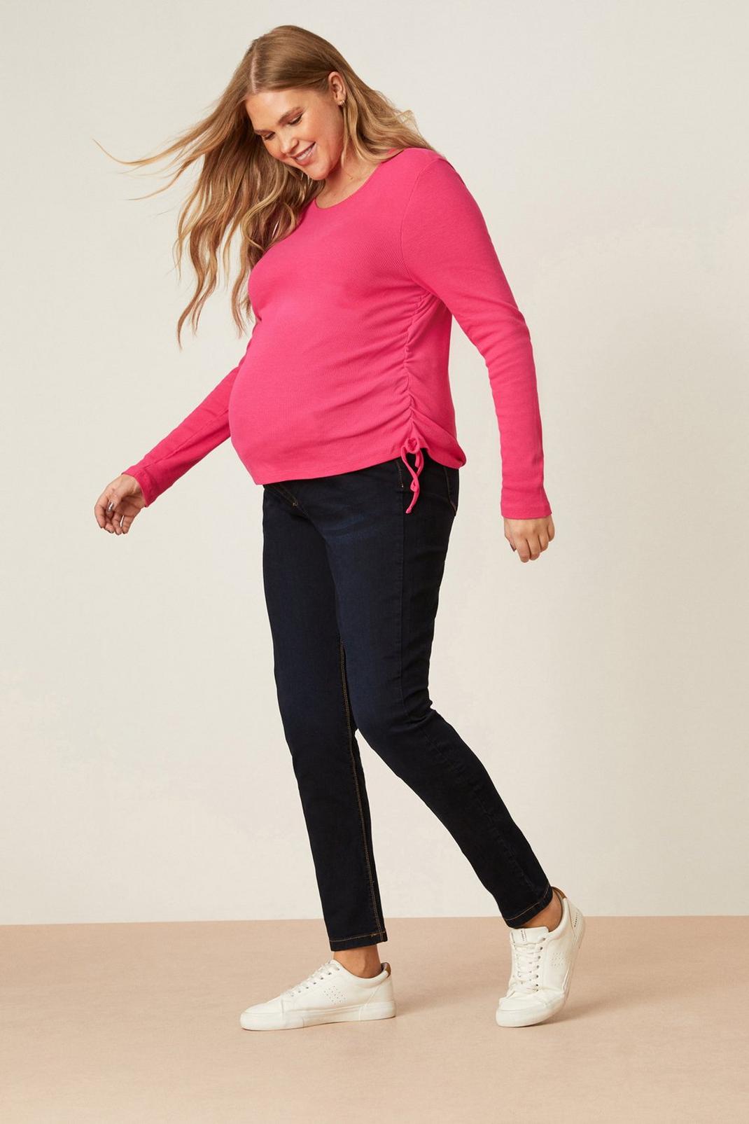 Bright pink Maternity Pink Ruched Top image number 1