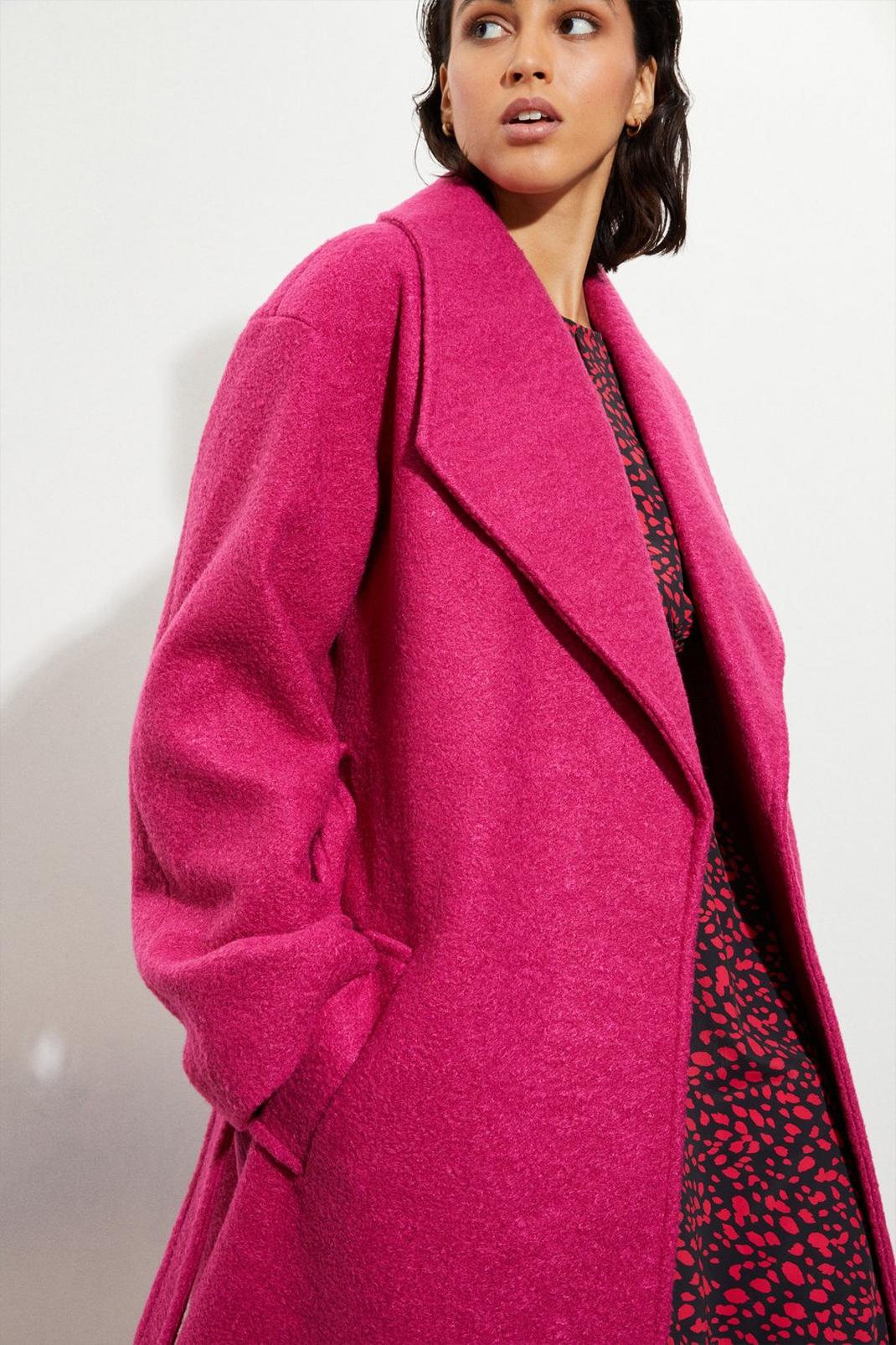 Pink Tall Long Boucle Wrap Coat image number 1