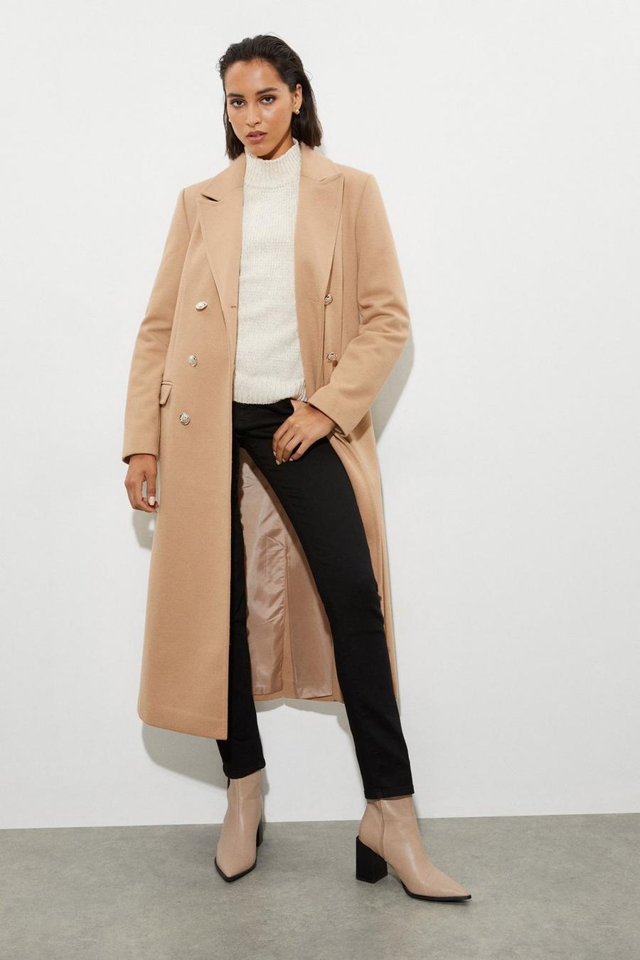 Tall Longline Military Button Coat