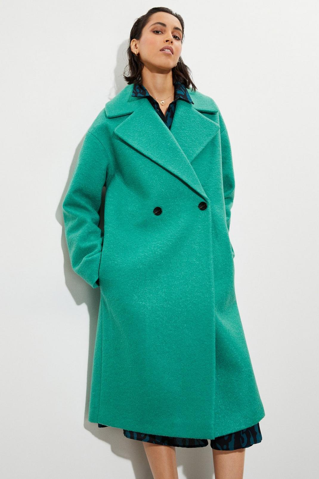 Green Tall Oversized Boucle Coat image number 1