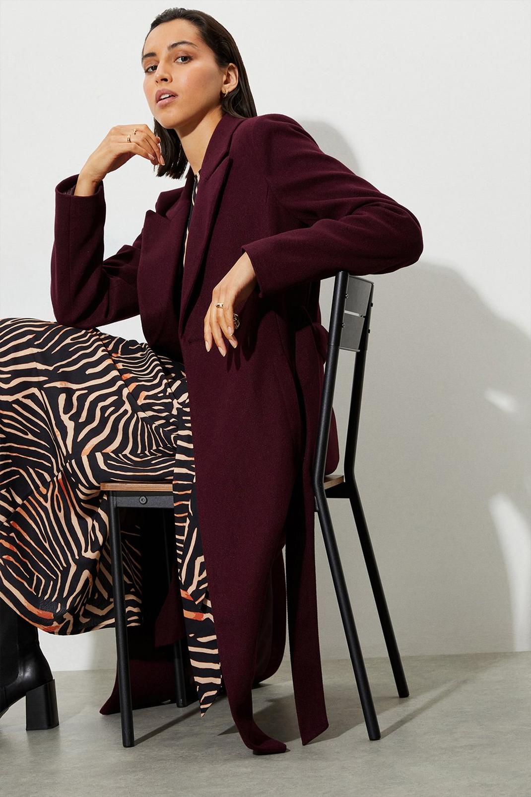 Berry Tall Longline Wrap Coat image number 1