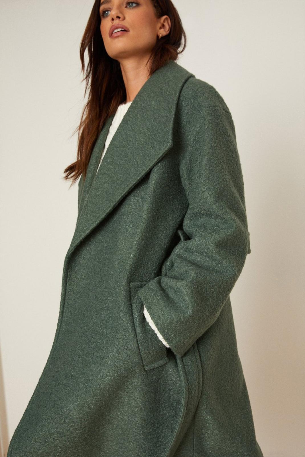 Forest Petite Long Boucle Wrap Coat image number 1