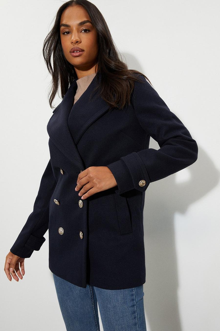 Military Button Peacoat