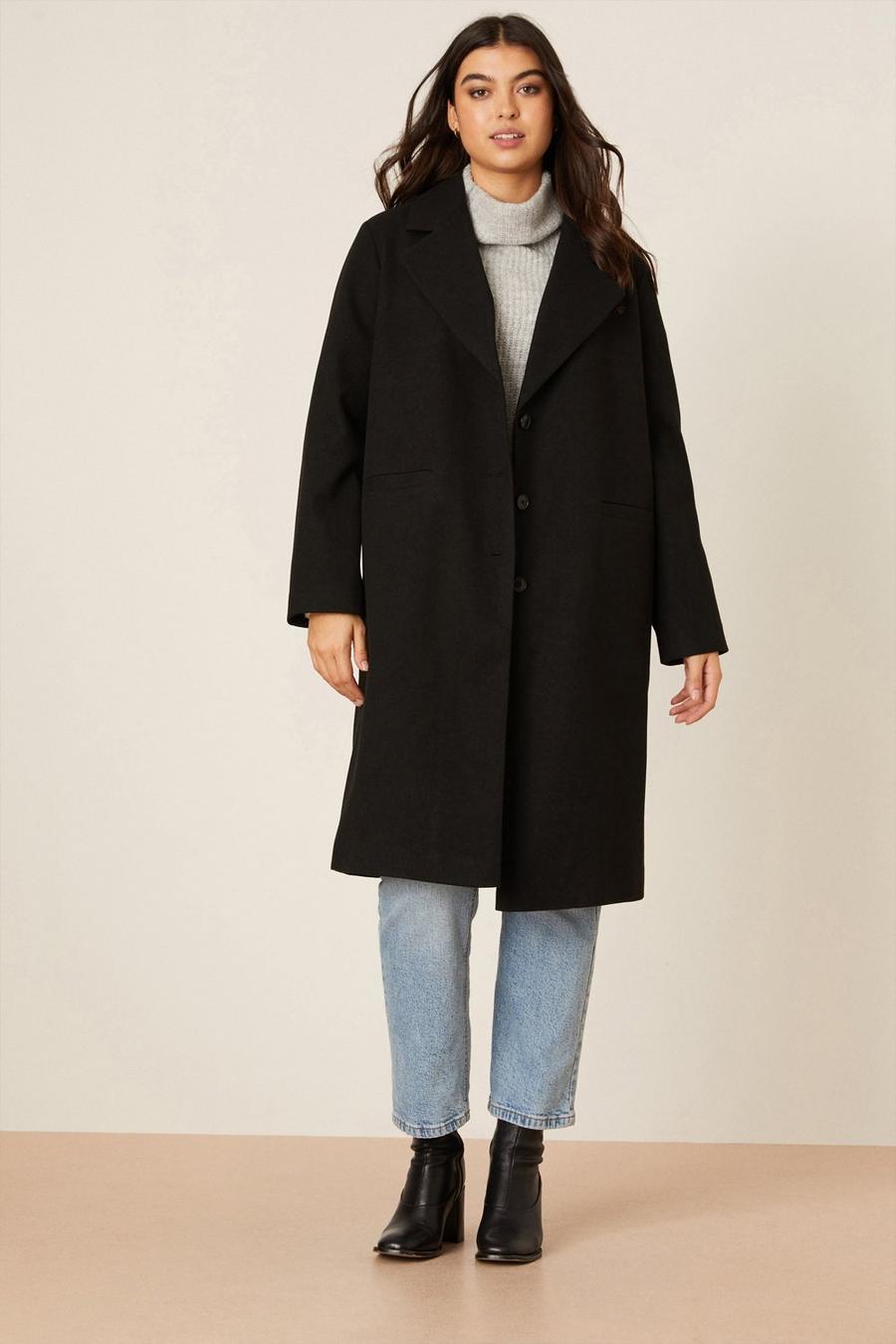 Curve Relaxed Single Breasted Boyfriend Coat