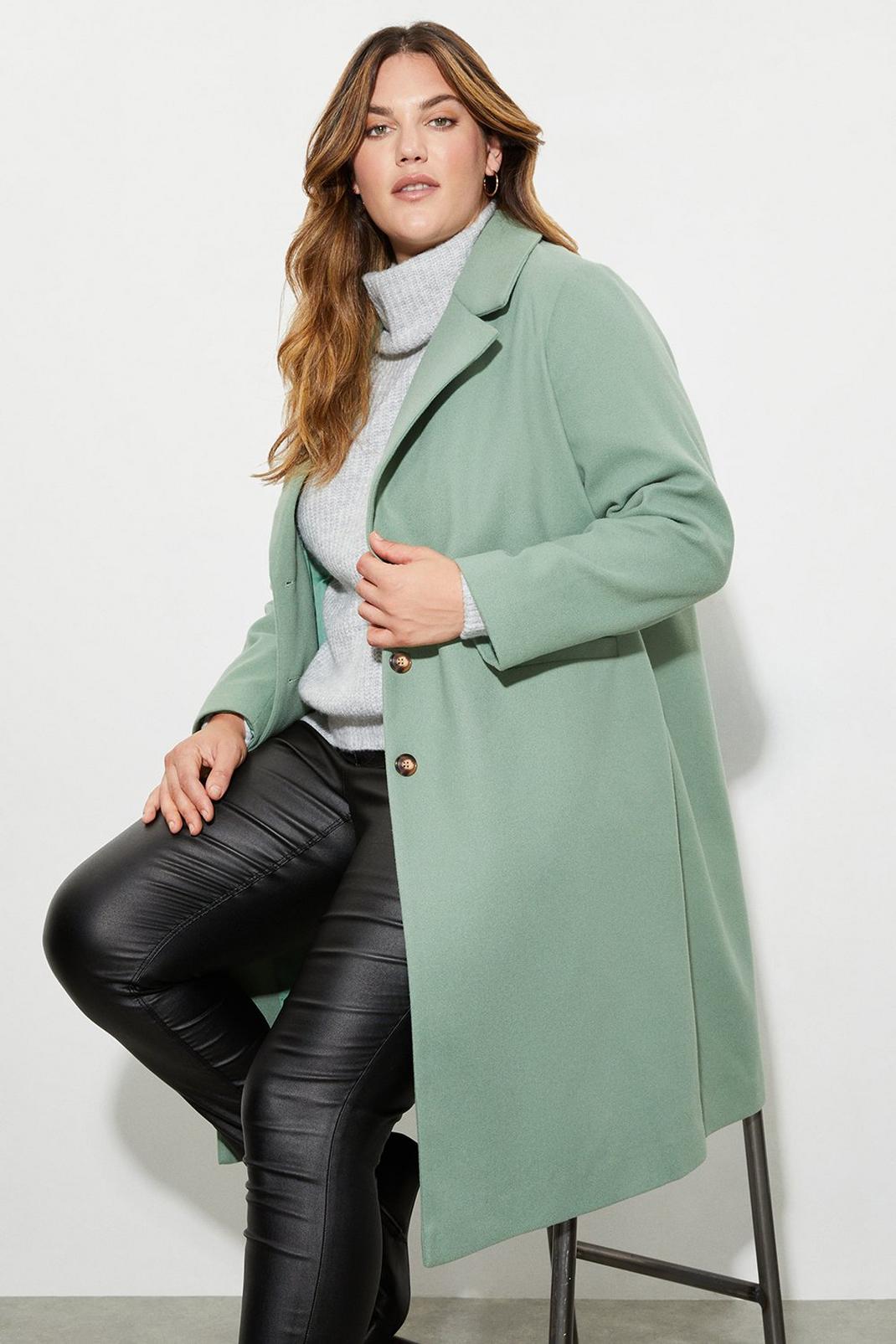 Sage Curve Relaxed Single Breasted Boyfriend Coat image number 1