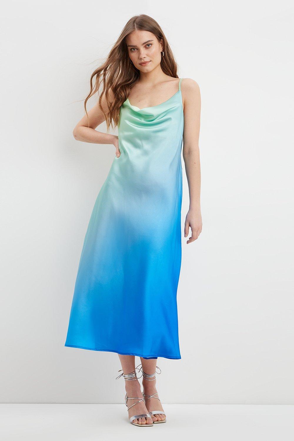 bias dress in ombré silk