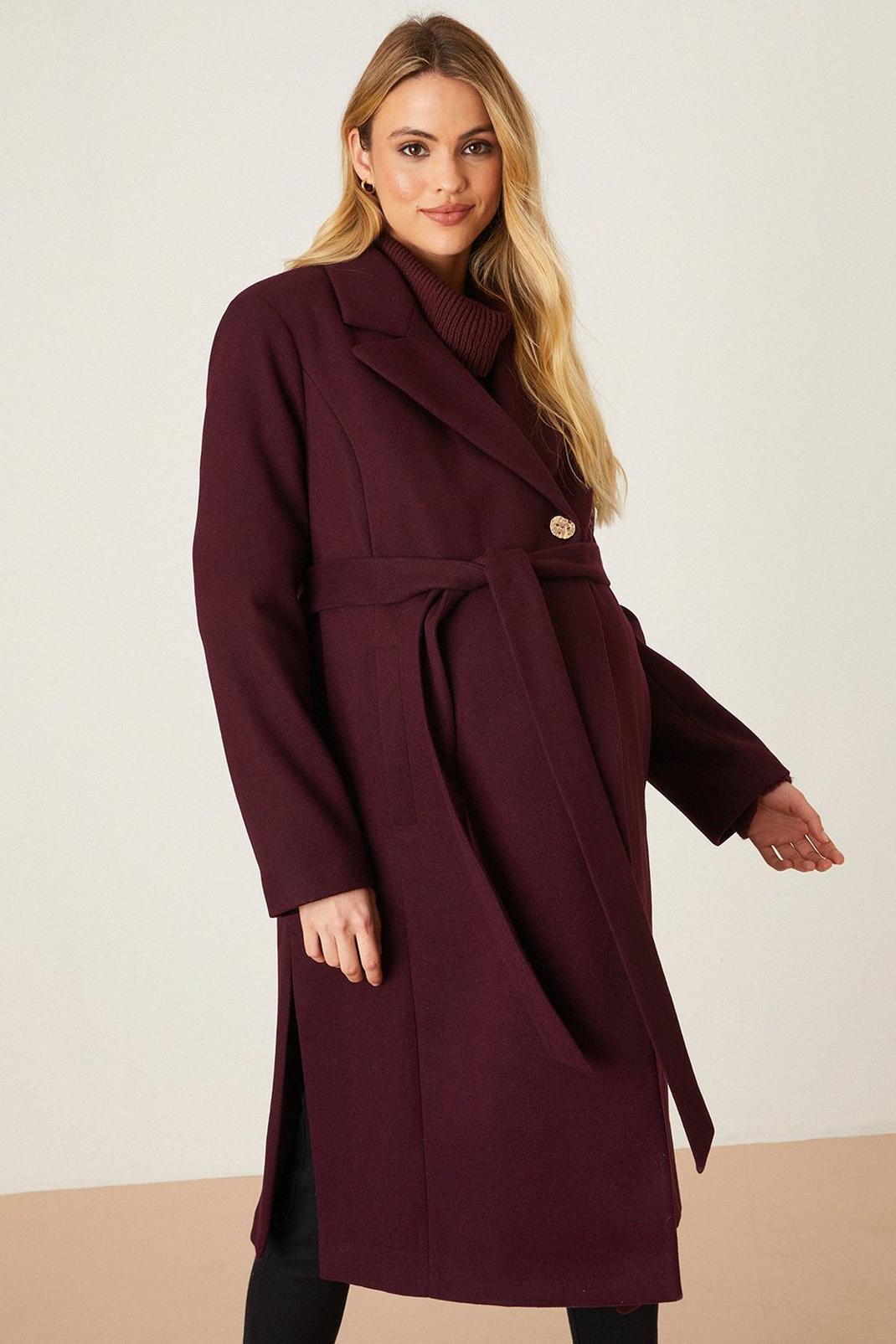 Berry Maternity Button Wrap Coat image number 1
