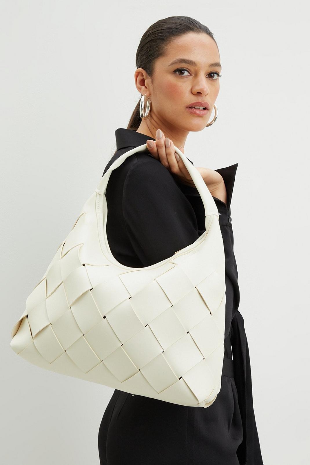 White Giant Weave Shoulder Bag  image number 1