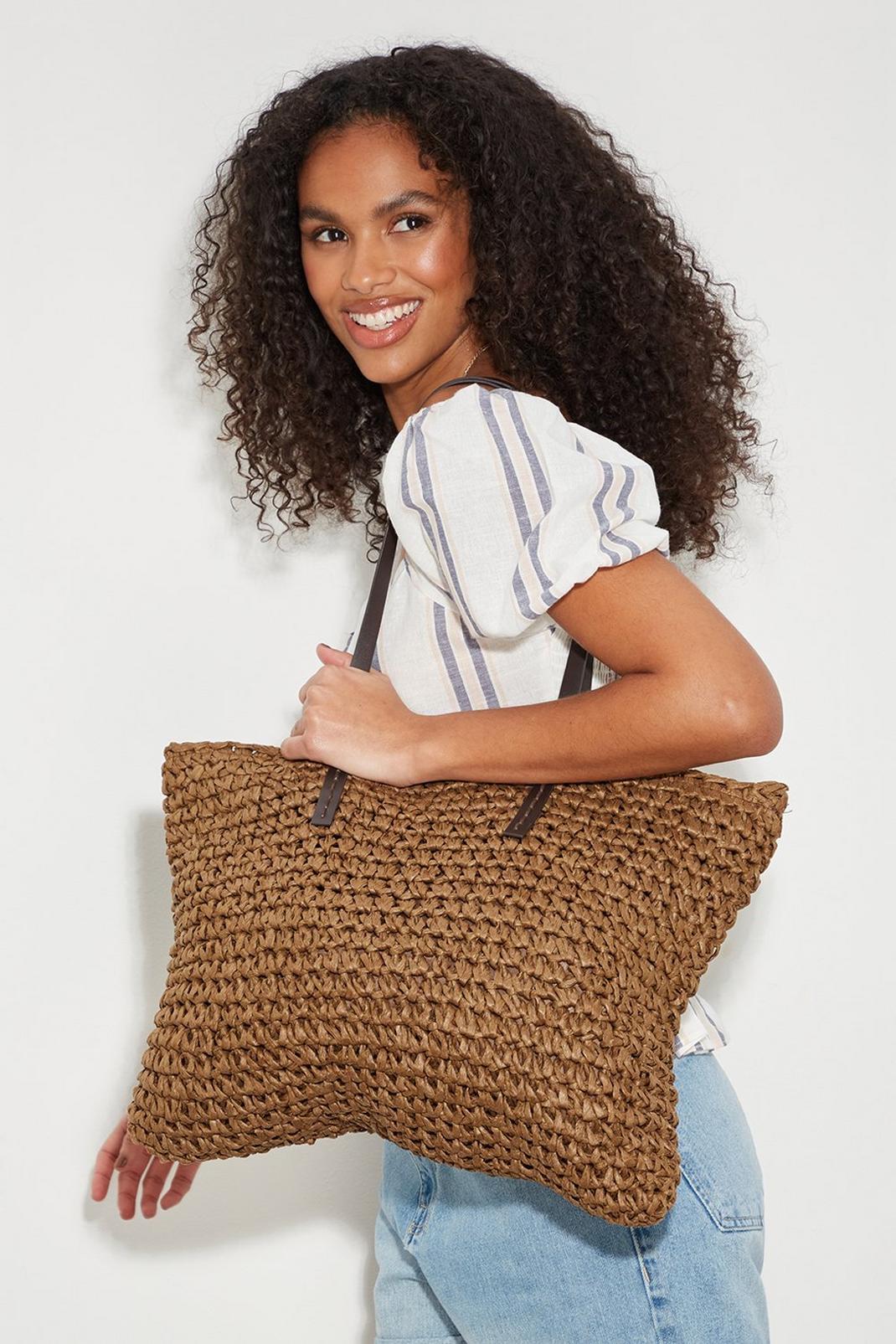 Brown Woven Beach Shopper  image number 1