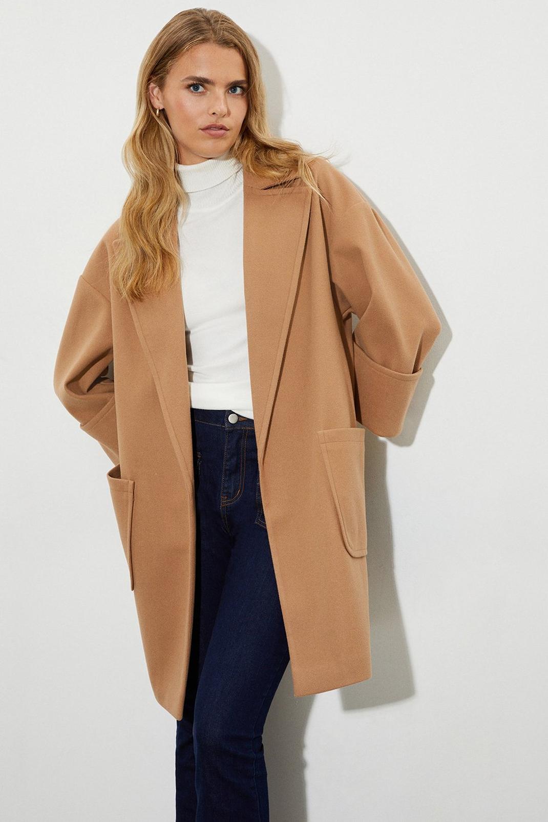 Camel Relaxed Edge to Edge Coat image number 1