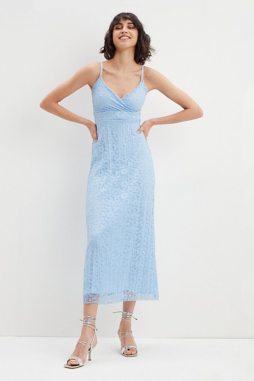 Pale blue Petite Lace Cami Midi Dress image number 1