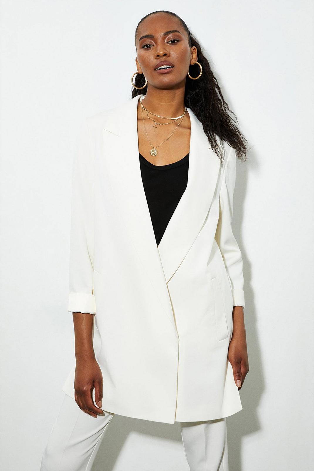 White Tall Side Split Double Breasted Blazer image number 1