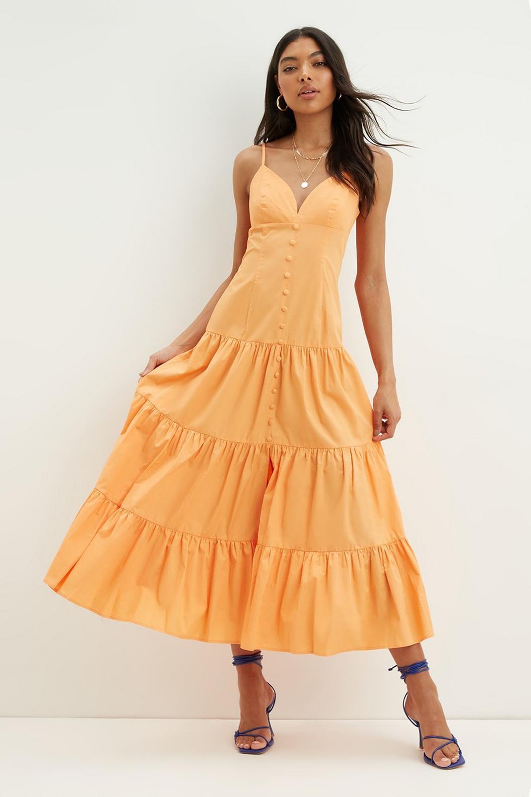 152 Poplin Button Down Tiered Maxi Dress image number 2