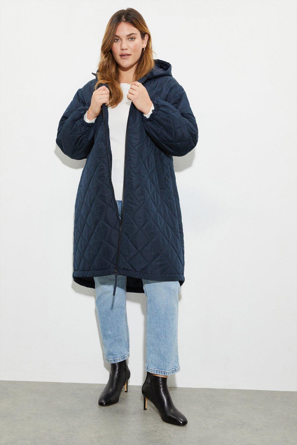 Curve A Line Padded Contrast Trim Coat | Dorothy Perkins UK Curve A Line Padded Contrast Trim Coat | Dorothy Perkins UK