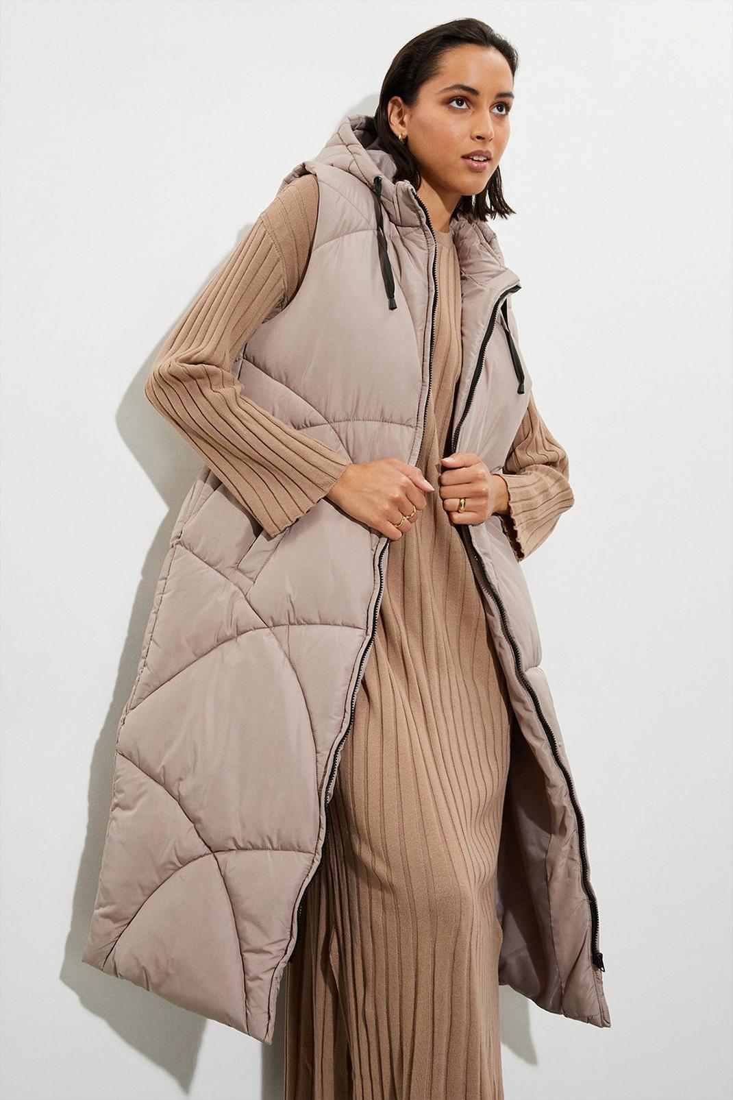 Mink Tall Maxi Hooded Padded Gilet image number 1