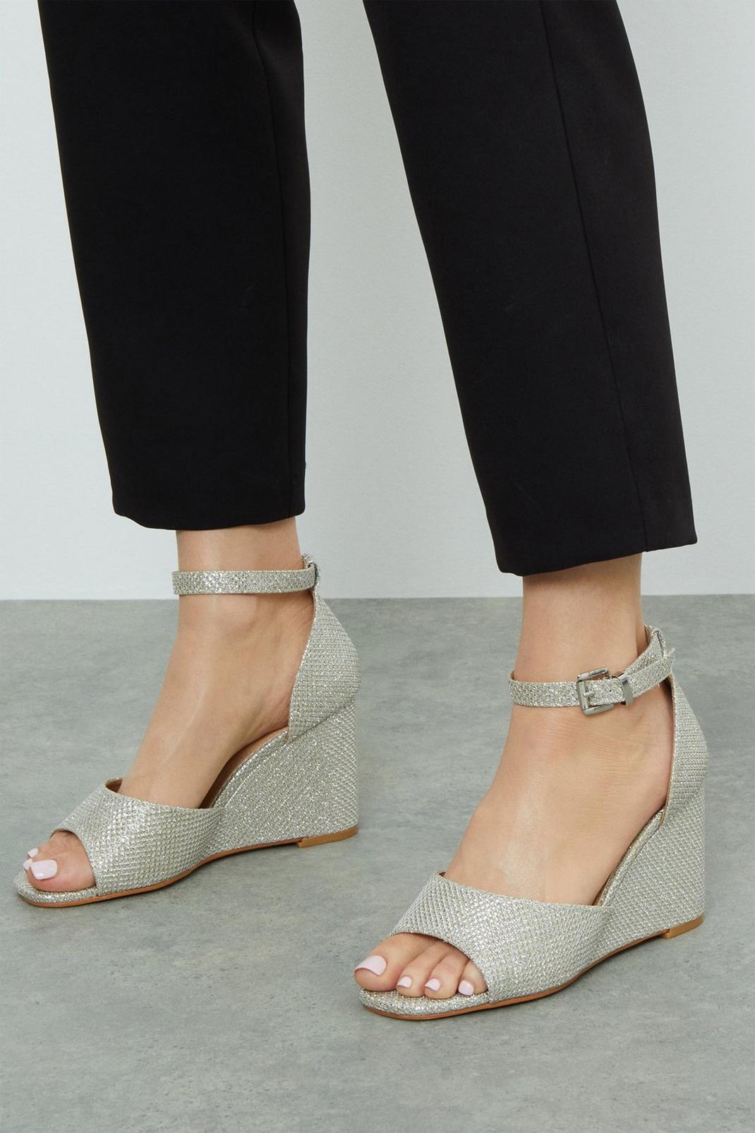 Silver Good For The Sole: Extra Wide August Wedge Sandals image number 1