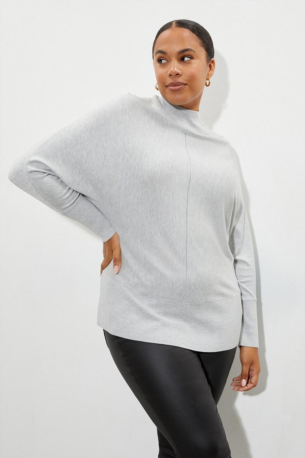 Curve Grey Slouchy Batwing Jumper image number 1