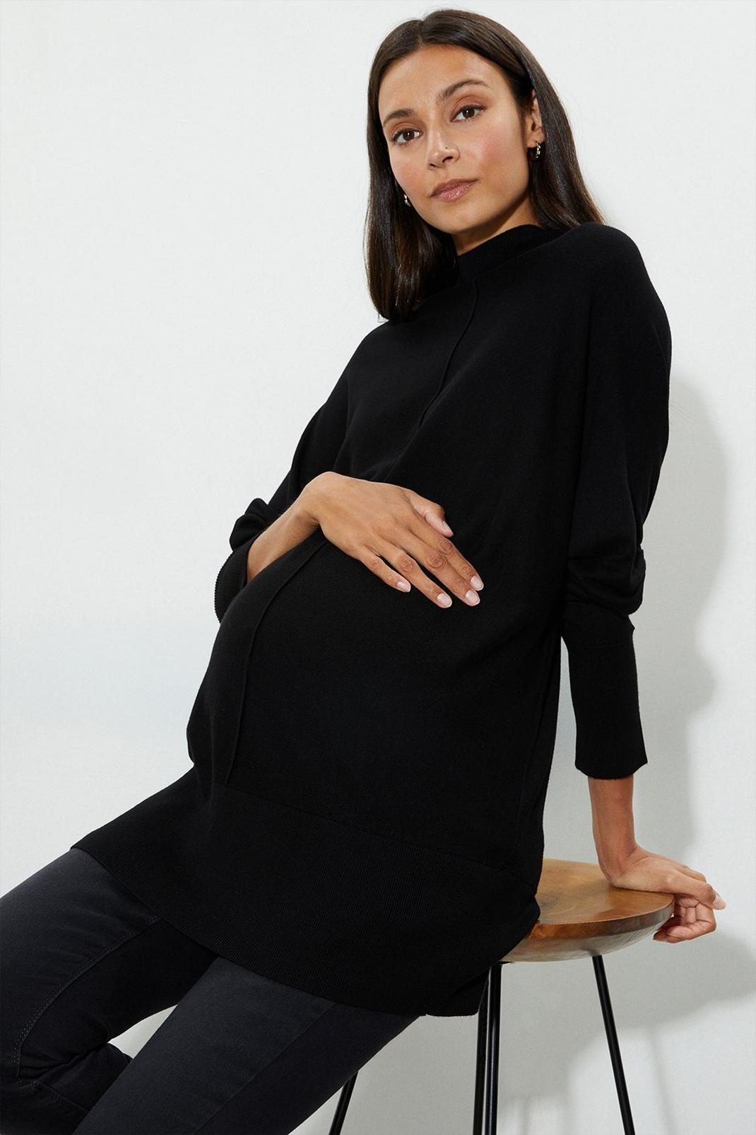 Black Maternity Slouchy Batwing Jumper image number 1